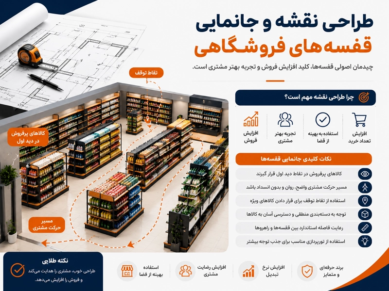 طراحی نقشه و جانمایی اصولی تجهیزات داخل فروشگاه